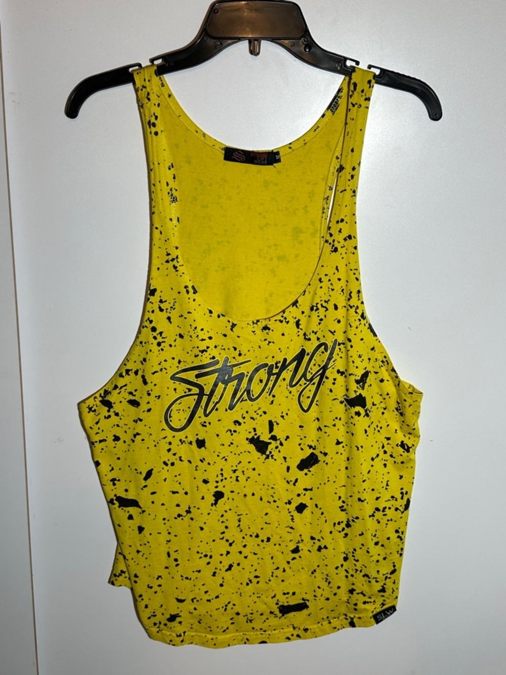 Yellow 'Strong' Scoop Neck Tank Top